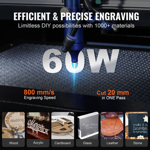 VEVOR 60W CO2 Laser Engraver Engraving Carving Print Machine 400x600 mm Κρεβάτι εργασίας