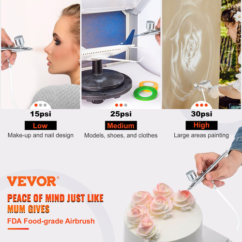 Κιτ VEVOR Airbrush, φορητό σετ αερογράφου με συμπιεστή, κιτ συστήματος αερογράφου με αερογράφο πολλαπλών χρήσεων Gravity Feed, Art Nail Cookie Tattoo Makeup Cake Decorating Spray Model Craft