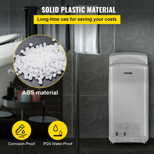 VEVOR Jet Hand Dryer, Premium Electric Commercial Blade Hand Dryer, ABS Air Dryer Hand with HEPA Filtration Mount Hand Dryer, 2000W 220V Vertical dryer, High-Speed ​​Automatic Infrared Silver