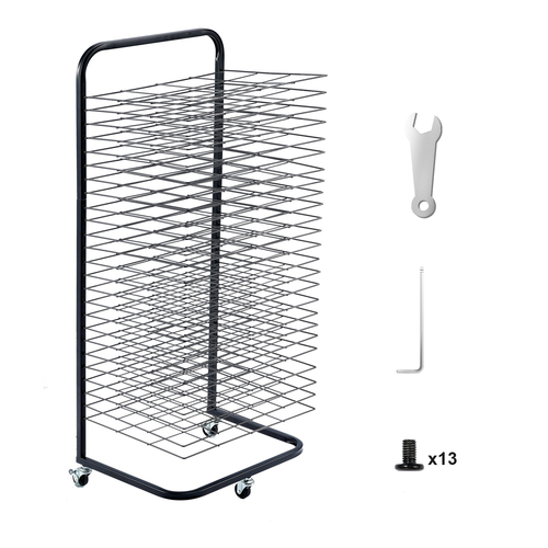 VEVOR Art Drying Rack 25 Removable Shelves Paint Drying Rack with Wheels Black