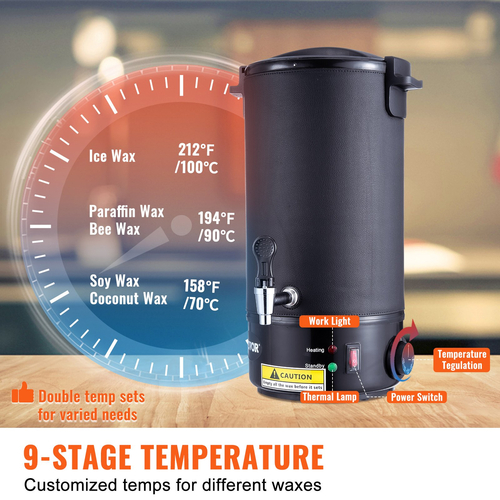 VEVOR Wax Melter για Κεριά Ηλεκτρική Κατσαρόλα 10 λίτρων για επαγγελματική ή οικιακή χρήση