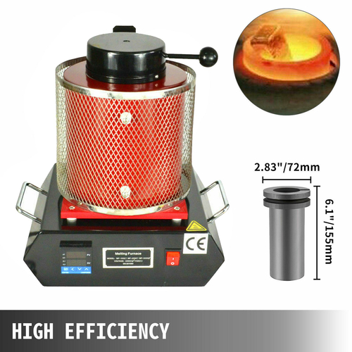 VEVOR 2kg Αυτόματος φούρνος τήξης 1800W Ψηφιακή μηχανή φούρνου τήξης 1100℃ Bar Pour Melt Silver Gold with Graphite Crucible B