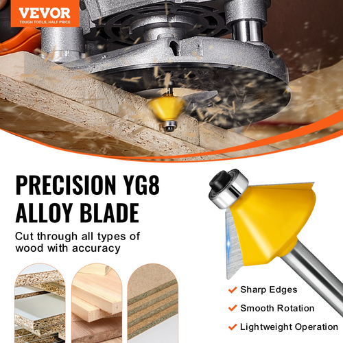 VEVOR Router Bits Σετ 15 τεμαχίων Carbide Router Bit 1/4 ίντσας θήκη μεταφοράς