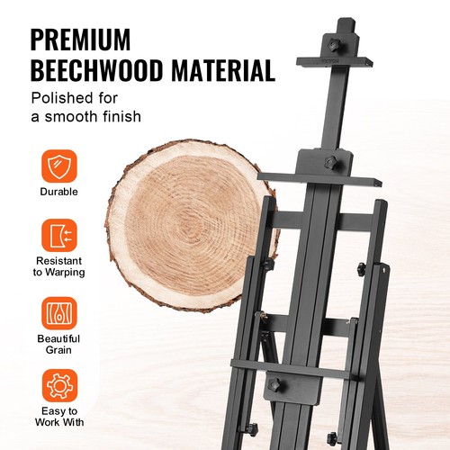 VEVOR Studio H-Frame Easel χωράει τέχνη καμβά έως 77&quot; Beechwood Artists Easel