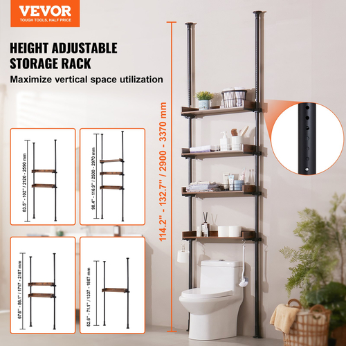 VEVOR Over the Toilet Storage Ράφι μπάνιου 4 επιπέδων Οργάνωση Space Saver