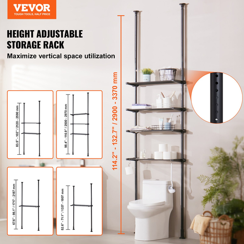VEVOR Over the Toilet Storage Ράφι μπάνιου 4 επιπέδων Οργάνωση Space Saver