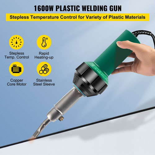 Συγκολλητής στέγης VEVOR, πιστόλι συγκόλλησης PVC 4 τμχ, πλαστικός ηλεκτροσυγκολλητής θερμού αέρα 1600 W, θερμικό πιστόλι PVC 220 V, πλαστικός ηλεκτροσυγκολλητής με πυρήνα θέρμανσης σωλήνα μαρμαρυγίας, κανονισμός θερμοκρασίας χωρίς βαθμίδες 40-600 ℃ Πλαστικό κιτ συγκόλλησης