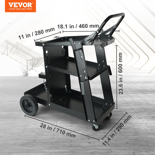 Καρότσι συγκόλλησης VEVOR, καρότσι συγκόλλησης 3 επιπέδων βαρέως τύπου με χωρητικότητα βάρους 400 λίβρες, περιστρεφόμενοι τροχοί 360°, αλυσίδες ασφαλείας αποθήκευσης ρεζερβουάρ, καρότσι συγκόλλησης MIG για TIG, ARC, MMA, Μηχανή συγκόλλησης με κόφτη πλάσματος