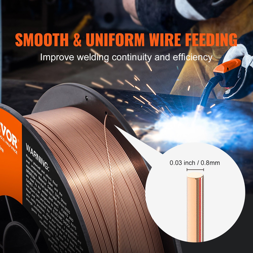 Σύρμα συγκόλλησης VEVOR Solid MIG, ER70S-6 0,030 ιντσών 11LBS με χαμηλό πιτσίλισμα και υψηλά επίπεδα αποοξειδωτών για συγκόλληση αερίου σε όλες τις θέσεις
