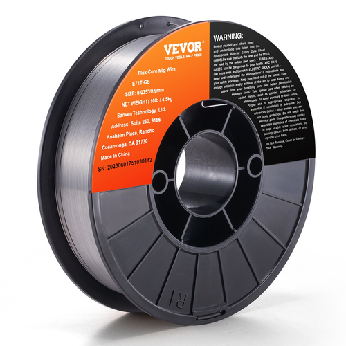 Σύρμα συγκόλλησης VEVOR Flux Core, E71T-GS 0,035 ιντσών 10LBS, Σύρμα συγκόλλησης MIG από ήπιο χάλυβα χωρίς αέριο με χαμηλό πιτσίλισμα για συγκόλληση τόξου σε όλες τις θέσεις και χρήση σε εξωτερικούς χώρους