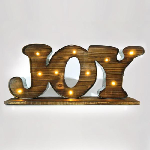 Ξυλινη Επιγραφη "joy", Φωτιζομενη, 50x9x23 εκ