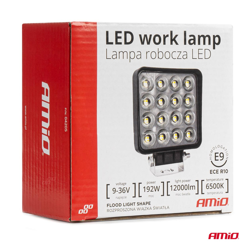 ΠΡΟΒΟΛΕΑΣ ΕΡΓΑΣΙΑΣ ΤΕΤΡΑΓΩΝΟΣ LED 192W 9-36V 12.000lm 6.500K AWL64 AMIO - 1 ΤΕΜ.