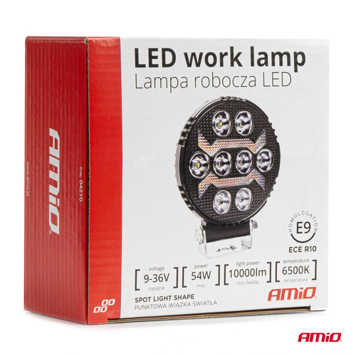 ΠΡΟΒΟΛΕΑΣ ΕΡΓΑΣΙΑΣ ΣΤΡΟΓΓΥΛΟΣ LED 54W 9-36V 10.000lm 6.500K AWL69 AMIO - 1 ΤΕΜ.