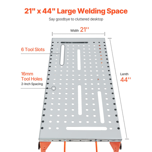 Τραπέζι συγκόλλησης 44&quot; x 21&quot; 500LBS Πτυσσόμενος πάγκος εργασίας με ρυθμιζόμενο ύψος 4 επιπέδων