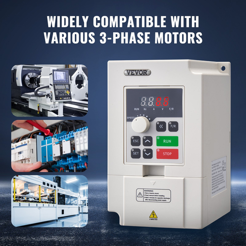 VEVOR VFD 3HP 2,2KW 5A Τριφασική Είσοδος AC 380V σε 3 Φάσεις 0-380V Έξοδος 0-2000Hz