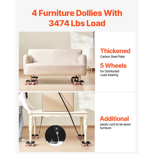 VEVOR Furniture Dolly Heavy Duty Furniture Mover με 5 τροχούς Χωρητικότητα 3474 λίβρες