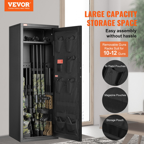 VEVOR 10-12 Rifles Gun Safe Rifle Θυρίδα ασφαλείας με κλειδαριά ψηφιακό πληκτρολόγιο αφαιρούμενο ράφι
