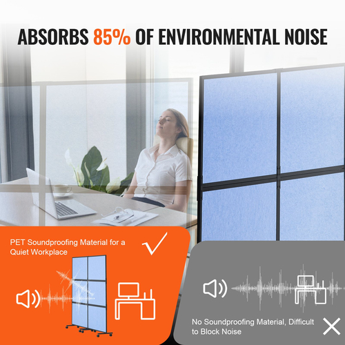 VEVOR Acoustic Room Divider Partition Panel Screen Privacy 2 Pack Indigo Blue