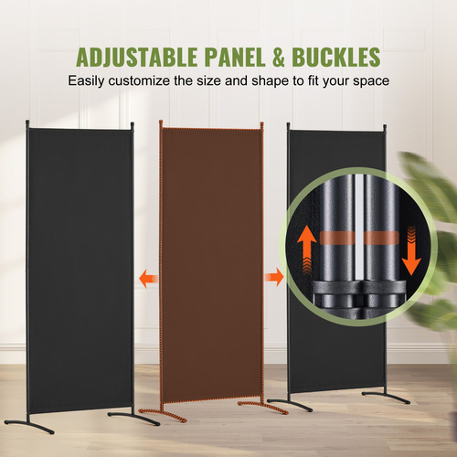 VEVOR Room Divider 3-Panel Πτυσσόμενη οθόνη Privacy Fabric Partition Office Μαύρο