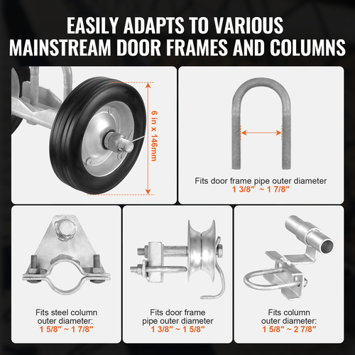 VEVOR Sliding Gate Kit 6&quot; Συρόμενοι κύλινδροι για Connect Tracks Max.600LBS