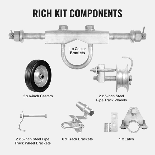 VEVOR Sliding Gate Kit 6&quot; Συρόμενοι κύλινδροι για Connect Tracks Max.600LBS