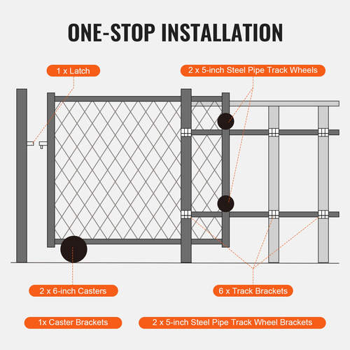 VEVOR Sliding Gate Kit 6&quot; Συρόμενοι κύλινδροι για Connect Tracks Max.600LBS