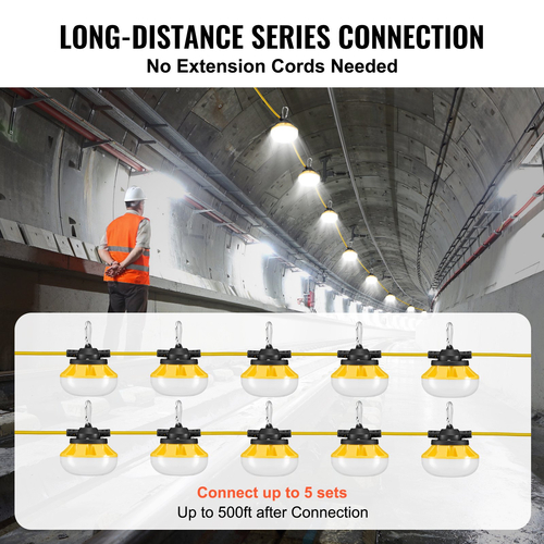 VEVOR 100FT Construction String Lights 100W 10000LM Connectable Αδιάβροχο