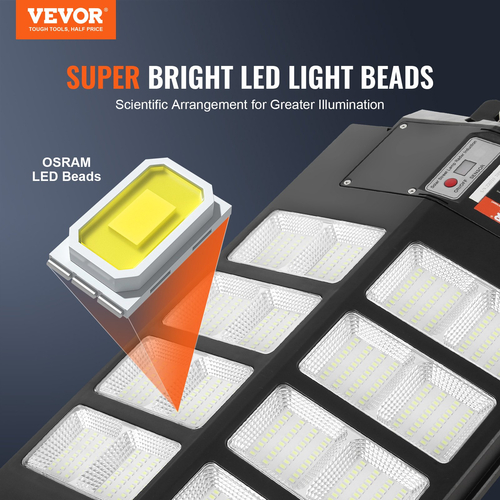 VEVOR 800W LED ηλιακό φως δρόμου 1400LM ηλιακό φωτιστικό αισθητήρα κίνησης εξωτερικού χώρου