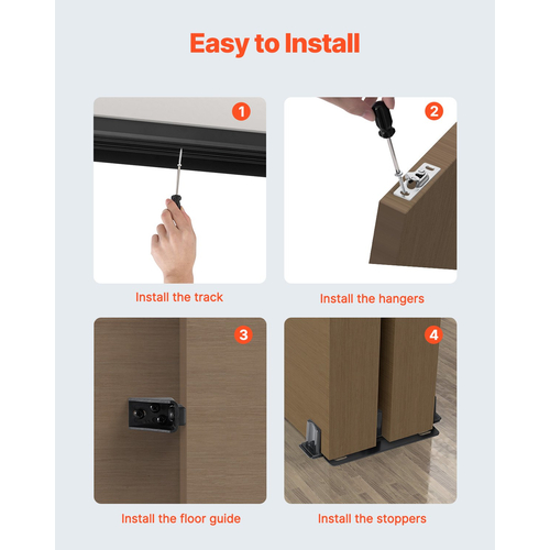 VEVOR Bypass Door Hardware 4ft Bypass Closet Door Track Kit για σύστημα 2 θυρών