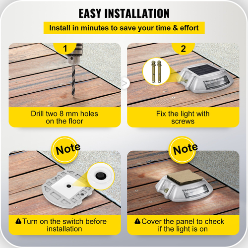 Driveway Lights, Solar Driveway Lights 8-pack, Dock Lights with Switch, σε λευκό