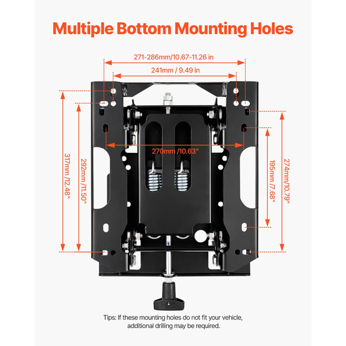 VEVOR Universal Seat Suspension Kit χωρίς συρόμενη ράγα που ταιριάζει στο τρακτέρ χορτοκοπτικής μηχανής