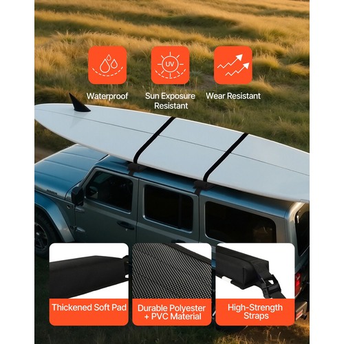 VEVOR Soft Roof Rack Pads 15,5in 176lbs Χωρητικότητα φόρτωσης για ιστιοσανίδα κανόε καγιάκ