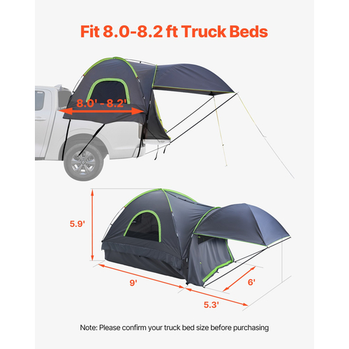Σκηνή φορτηγού VEVOR 8.0-8.2ft Αδιάβροχη PU2000 Truck Bed Σκηνή Κάμπινγκ 2-3 ατόμων