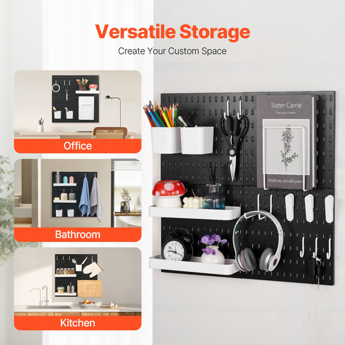 VEVOR Κιτ συνδυασμού Pegboard 11 x 11&quot; Plastic Pegboard 4 πάνελ για το σπίτι μαύρο