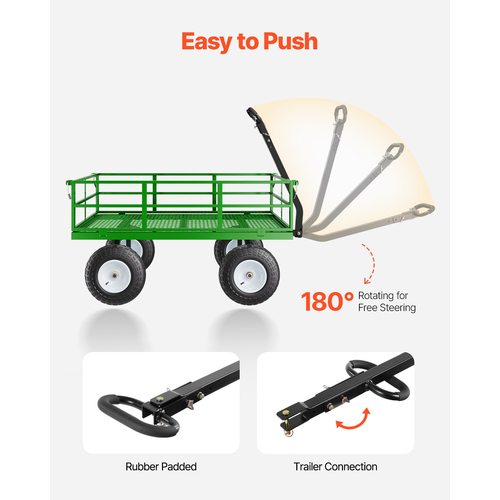 VEVOR Steel Garden Cart 1200lbs Χωρητικότητα Heavy Duty Wagon Cart 13in Tires