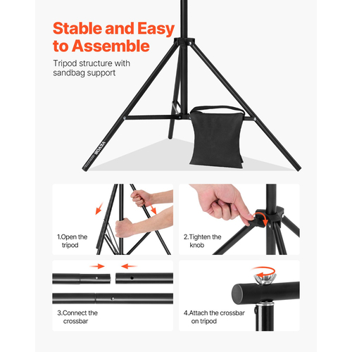 VEVOR Backdrop Stand Background Stand Kit με 2 τρίποδο για Party &amp; Photo Studio