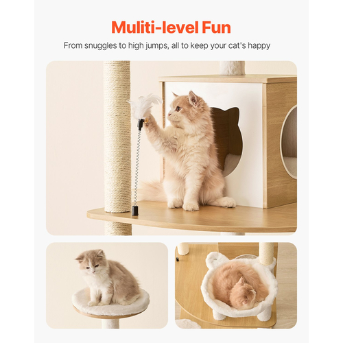 VEVOR Large Cat Tree Tall Cat Tower Πολυεπίπεδο Condo Play House for Indoor Cat