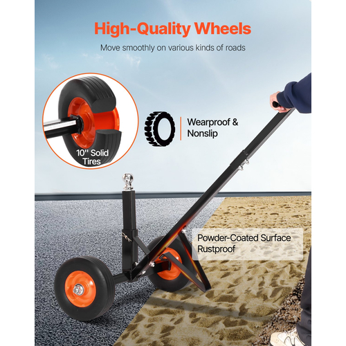 Trailer 600lbs Dolly 16,5 and 22 in Adjustable Height 1-7/8 in Ball Solid Tires