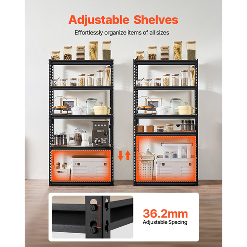Ράφια αποθήκευσης VEVOR 16&quot; D x 32&quot; Π x 62,8&quot; Υ 5 επιπέδων Ράφια αποθήκευσης γκαράζ