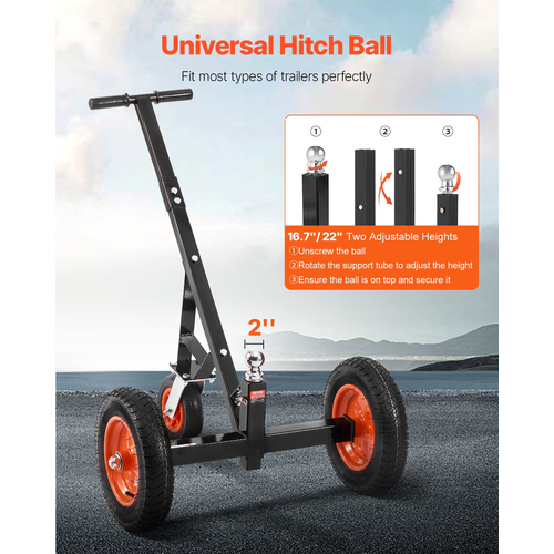 Trailer 1000lbs Dolly 16,7 and 22 σε ρυθμιζόμενο ύψος 2 σε μπάλα 14 σε ελαστικά