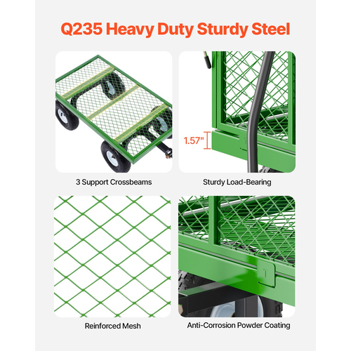 VEVOR Steel Garden Cart 900lbs Χωρητικότητα Heavy Duty Wagon Cart 10in Tires