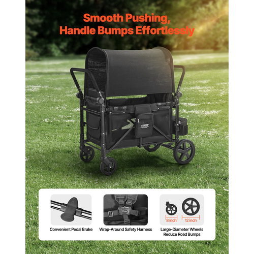 VEVOR Wagon Stroller for 4 Kids Push Pull Πτυσσόμενο καρότσι 330LBS Loading