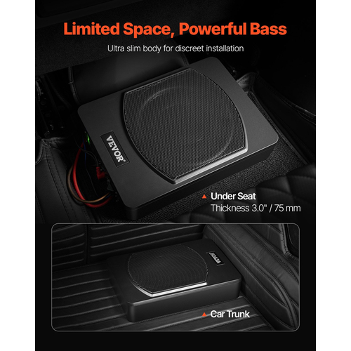 VEVOR 10&quot; 240W κάτω από τη θέση Subwoofer αυτοκινήτου Λεπτό σύστημα υπογούφερ αυτοκινήτου/φορτηγού