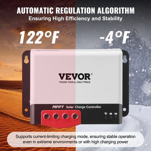 VEVOR 30A MPPT Solar Charge Controller, 12V / 24V Auto DC Input, Solar Panel Regulator Regulator with Bluetooth Module, 98% Charging Efficiency for Sealed (AGM), Gel, Flooded and Lithium Battery Charging