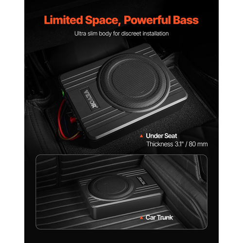 VEVOR 10&quot; 300W κάτω από το κάθισμα Subwoofer αυτοκινήτου Λεπτό σύστημα υπογούφερ αυτοκινήτου/φορτηγού