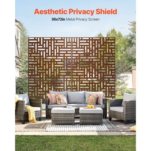 VEVOR Metal Privacy Screen 36&quot; x 72&quot; Εξωτερικές οθόνες &amp; πάνελ απορρήτου καφέ