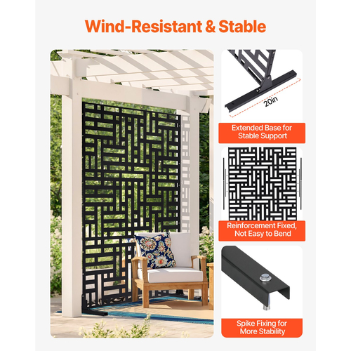VEVOR Metal Privacy Screen 47&quot; x 76&quot; Εξωτερικές οθόνες και πάνελ Privacy Μαύρο