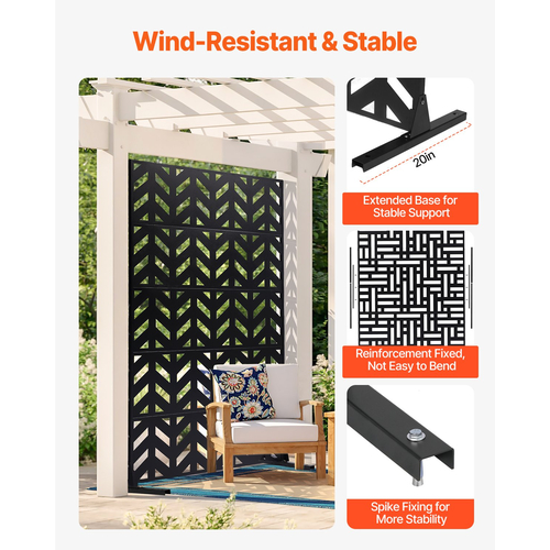 VEVOR Metal Privacy Screen 47&quot; x 72&quot; Ανεξάρτητες Εξωτερικές Οθόνες Προστασίας Προσωπικών Δεδομένων