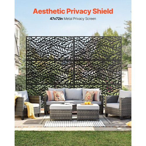 VEVOR Metal Privacy Screen 47&quot; x 72&quot; Εξωτερικές οθόνες και πάνελ Privacy Μαύρο