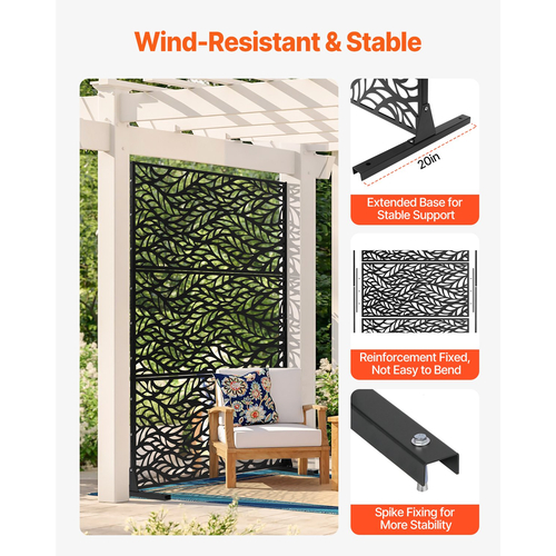VEVOR Metal Privacy Screen 47&quot; x 72&quot; Εξωτερικές οθόνες και πάνελ Privacy Μαύρο